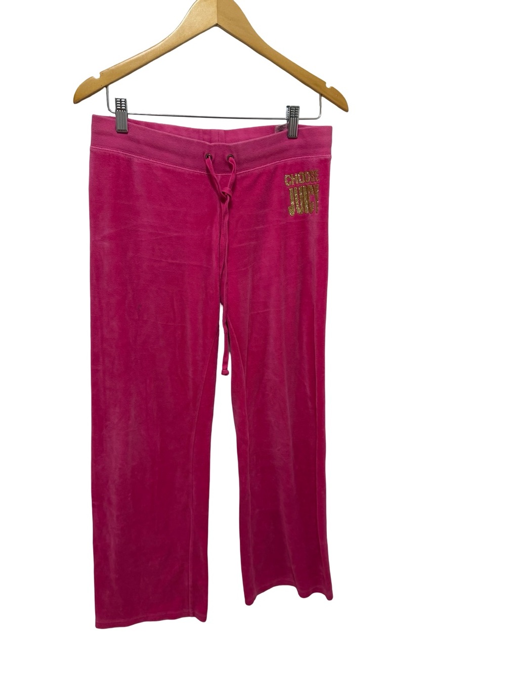Juicy Couture womans Hot Pink Velour Joggers with Gold Logo Accent